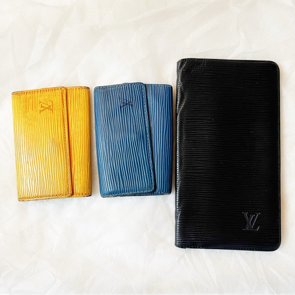 Louis Vuitton Epi Project Pieces Yellow Blue Black Leather Key Holder Wallet